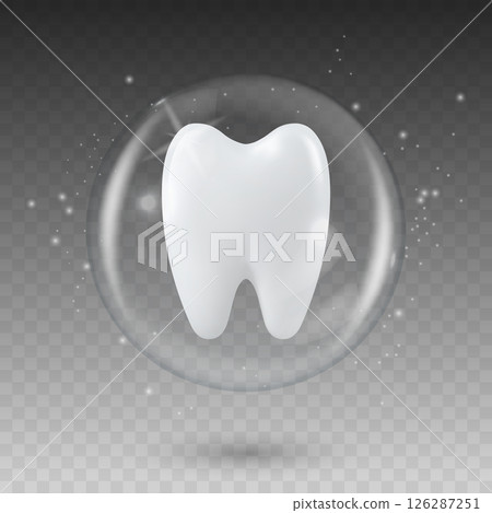 Vector 3D Realistic Tooth in a Protective Bubble Icon Isolated. Design Template, Clipart. Dentistry, Healthcare, Medical, Hygiene, Protection Concept Vector 3D Realistic Tooth in a Protective Bubble Icon Isolated. Design Template, Clipart. Dentistry, Healthcare, Medical, Hygiene, Protection Concept 126287251