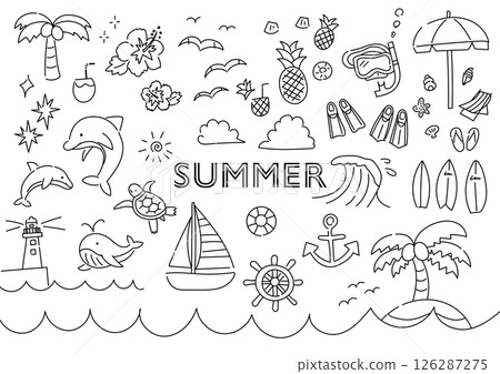 夏天手繪插畫集 夏天手繪插畫集 126287275