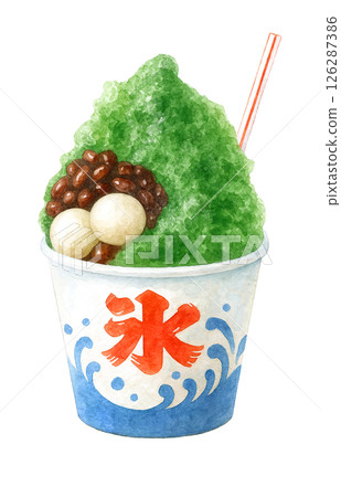 Shaved ice illustration watercolor Uji Kintoki 126287386