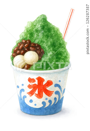 Shaved ice illustration watercolor Uji Kintoki 126287387
