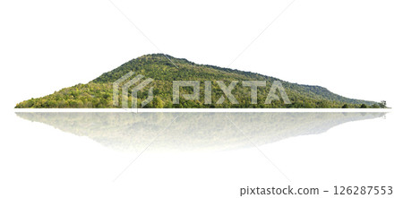 Panorama island, hill, mountain isolated on a white background. with clipping path, for photo montage. Used for graphics. 126287553