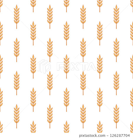 Vector Seamless Pattern with Agriculture Wheat and Cereal Ears. Organic Wheat, Rice Ear Design Template. Bread, Beer Packaging, Farming, Organic Food Concepts Vector Seamless Pattern with Agriculture Wheat and Cereal Ears. Organic Wheat, Rice Ear Design Template. Bread, Beer Packaging, Farming, Organic Food Concepts 126287704