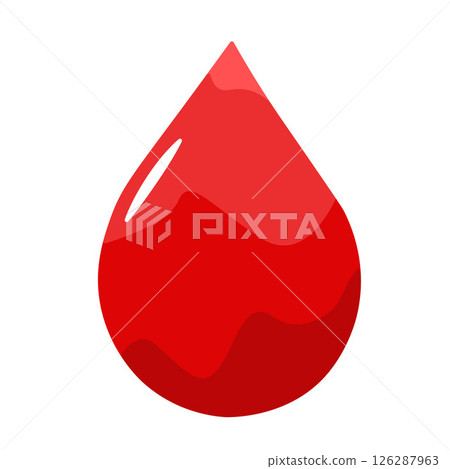 Bright Red Blood Drop Icon on a White Background Bright Red Blood Drop Icon on a White Background 126287963
