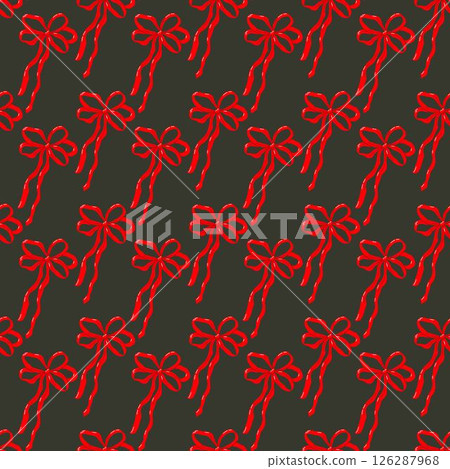 Seamless Pattern of Red Bows on a Dark Background 126287968