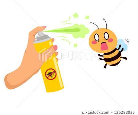 Hand Spraying Large Bee Pest Control Concept Vector Illustration Hand Spraying Large Bee Pest Control Concept Vector Illustration 126288083