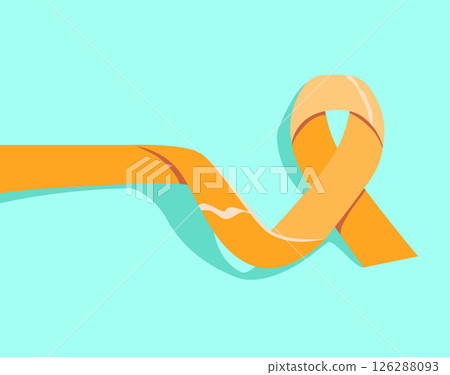 Realistic Gold Ribbon Childhood Cancer Awareness Symbol Vector Illustration 126288093