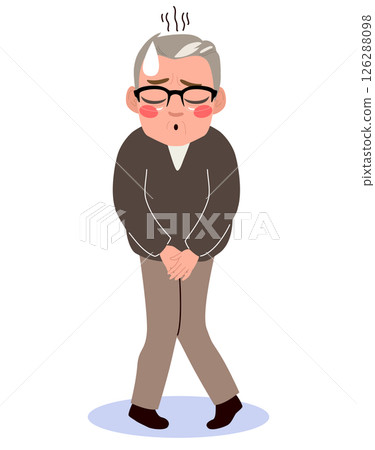 Senior Man Urination Problem Prostate Health Cartoon Vector Illustration 126288098