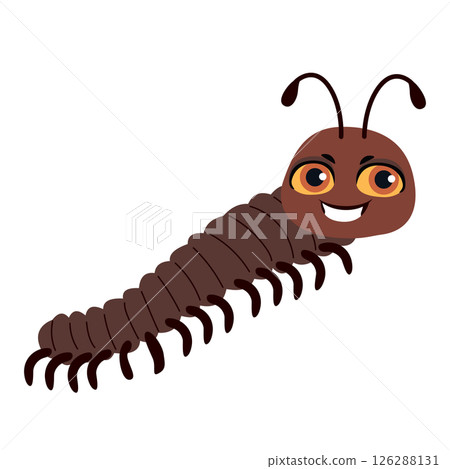 Funny Millipede Cartoon Character Cute Bug Vector Illustration Funny Millipede Cartoon Character Cute Bug Vector Illustration 126288131