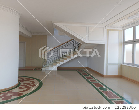 residential interior visualization, 3D illustration, cg residential interior visualization, 3D illustration, cg 126288390