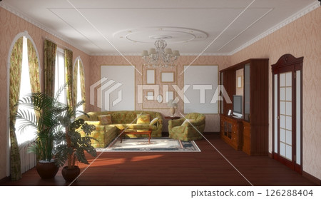residential interior visualization, 3D illustration, cg 126288404