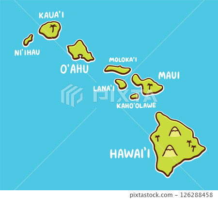 Hawaii map cartoon doodle Hawaii map cartoon doodle 126288458