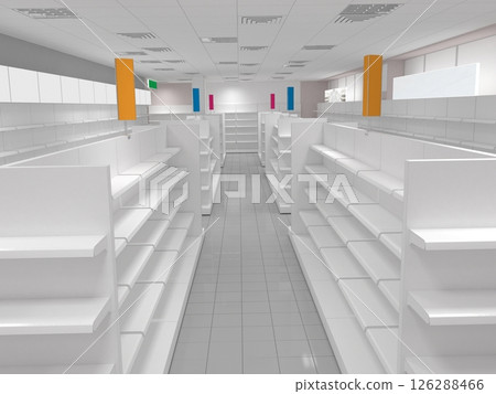 commercial premises, shop, interior visualization, 3D illustration 126288466