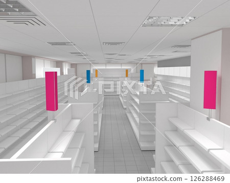 commercial premises, shop, interior visualization, 3D illustration commercial premises, shop, interior visualization, 3D illustration 126288469