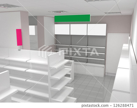 commercial premises, shop, interior visualization, 3D illustration 126288471