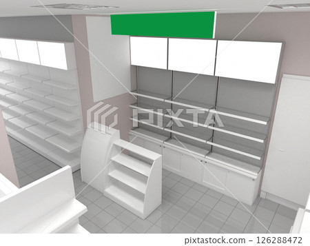 commercial premises, shop, interior visualization, 3D illustration commercial premises, shop, interior visualization, 3D illustration 126288472