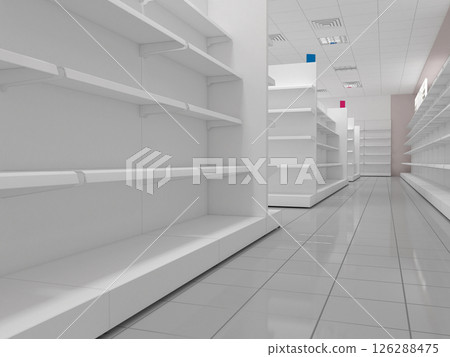 commercial premises, shop, interior visualization, 3D illustration 126288475