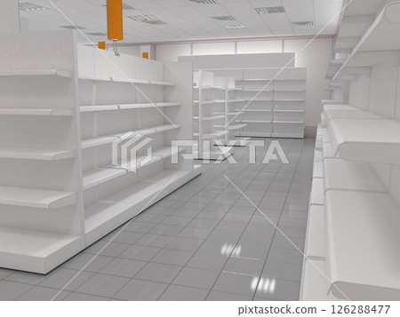 commercial premises, shop, interior visualization, 3D illustration 126288477