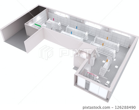 commercial premises, shop, interior visualization, 3D illustration commercial premises, shop, interior visualization, 3D illustration 126288490