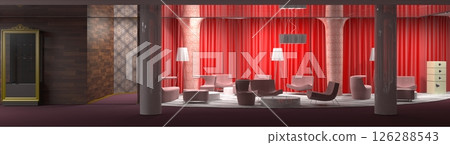 restaurant, interior visualization, 3D illustration 126288543