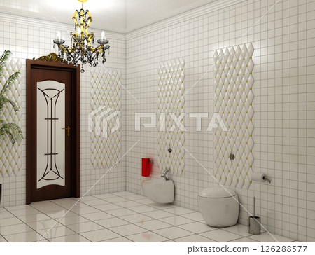 restroom, interior visualization, 3D illustration 126288577