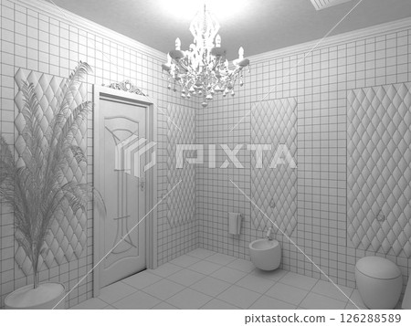 restroom, interior visualization, 3D illustration restroom, interior visualization, 3D illustration 126288589