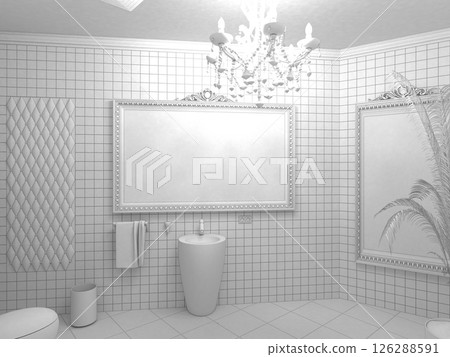 restroom, interior visualization, 3D illustration restroom, interior visualization, 3D illustration 126288591