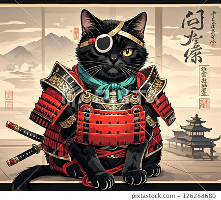黑貓武士浮世繪風格018 126288680
