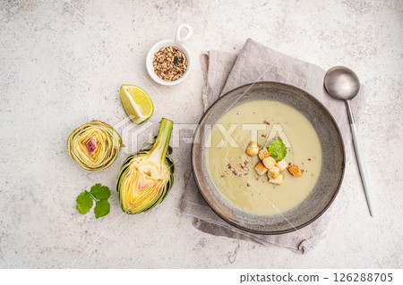 Artichoke cream soup 126288705