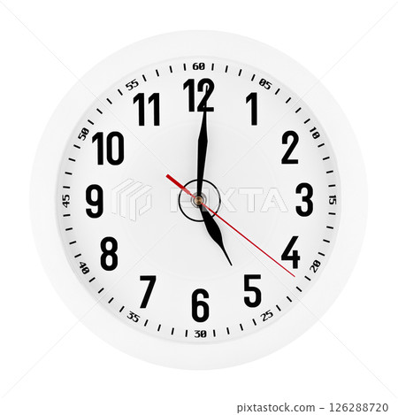 white wall clock isolated on white background 126288720