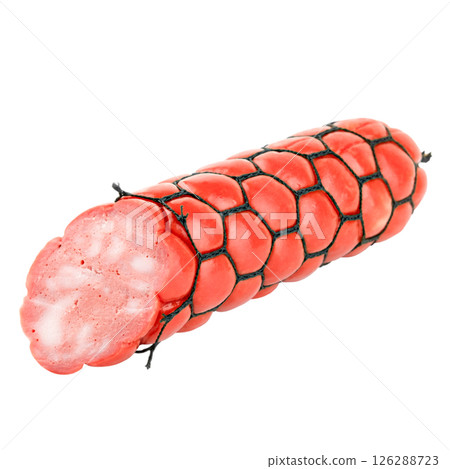 smoked sausage cervelat isolated on white background 126288723