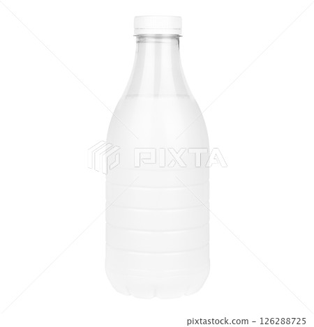 transparent plastic milk bottle with white cap isolated on white background 126288725