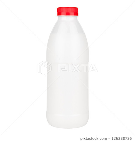 white bottle of kefir with red cap isolated on white background white bottle of kefir with red cap isolated on white background 126288726
