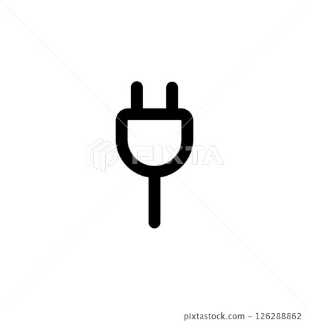 Lightning icon isolated on white background. High voltage. Charging location. Electric charging. Thunderbolt sign. Charging icon. Electricity sign. Electrical cable. Power socket. Electrical wire. 126288862