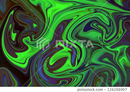 Abstract vibrant green and blue swirl pattern with artistic flow 126288907