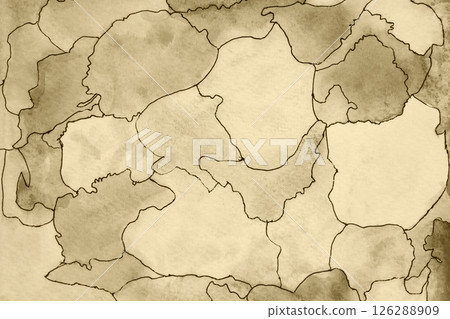 Abstract watercolour map-like pattern with organic shapes and neutral tones 126288909