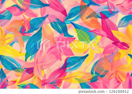 Vibrant abstract floral leaves in a colorful artistic composition 126288912