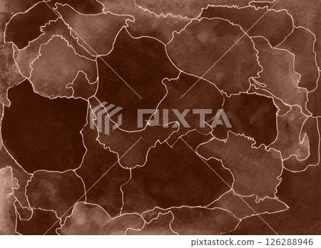 Abstract brown watercolor and line art background with organic shapes. Abstract brown watercolor and line art background with organic shapes. 126288946