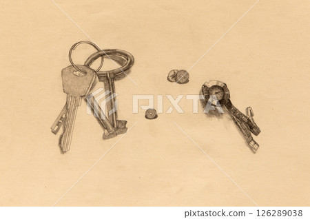 still life, pencil drawing illustration, sketch 126289038