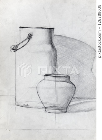 still life, pencil drawing illustration, sketch still life, pencil drawing illustration, sketch 126289039