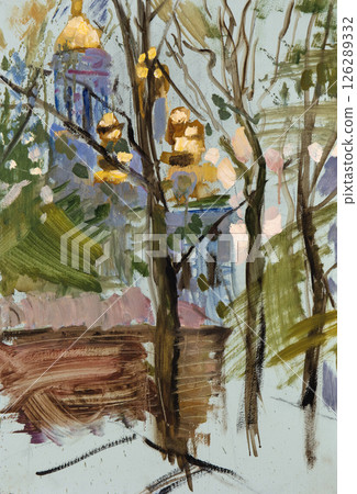 landscape, oil painting, handmade drawing 126289332