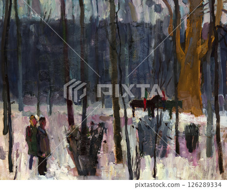 landscape, oil painting, handmade drawing landscape, oil painting, handmade drawing 126289334