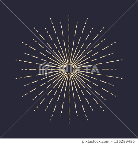 Icons with sun rays on a dark blue background. A sunbeam with lines. 126289486