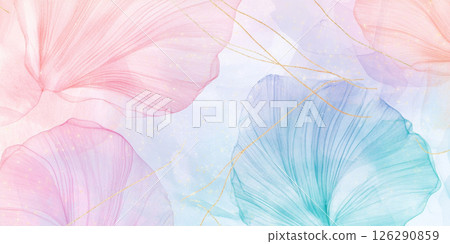 Delicate floral pattern with pastel petals and gold accents, suitable for background Delicate floral pattern with pastel petals and gold accents, suitable for background 126290859