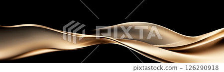 Dark background with golden fluid lines of light creating elegant swirls Dark background with golden fluid lines of light creating elegant swirls 126290918