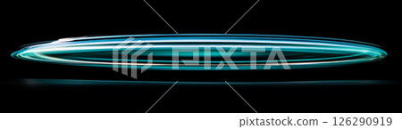 Dark teal lines forming circle of light against dark background 126290919