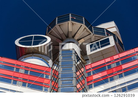 The Lilla Bommen building called Lipstick at harbor on Gota river bank, Gothenburg, Sweden, sunny day 126291039