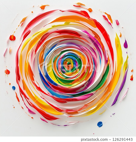 Abstract spiral art painted with colorful paints on a white background 126291443