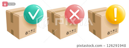 Cardboard Delivery Box or Parcel With Cargo Order Status Signs 126291948