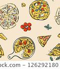 Seamless pattern with hand drawn pizza elements 126292180