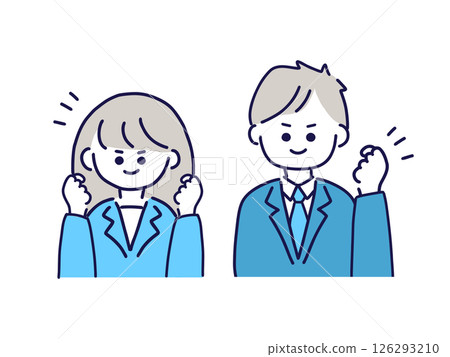 男人和女人做拳頭泵/上身/商人 男人和女人做拳頭泵/上身/商人 126293210